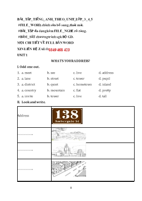 Bài tập tự rèn luyện môn Tiếng Anh Khối 5 - Unit 1+2